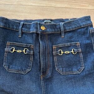 Ann Taylor Dark Blue Denim Jeans with Gold horsebit  Pocket Hardware